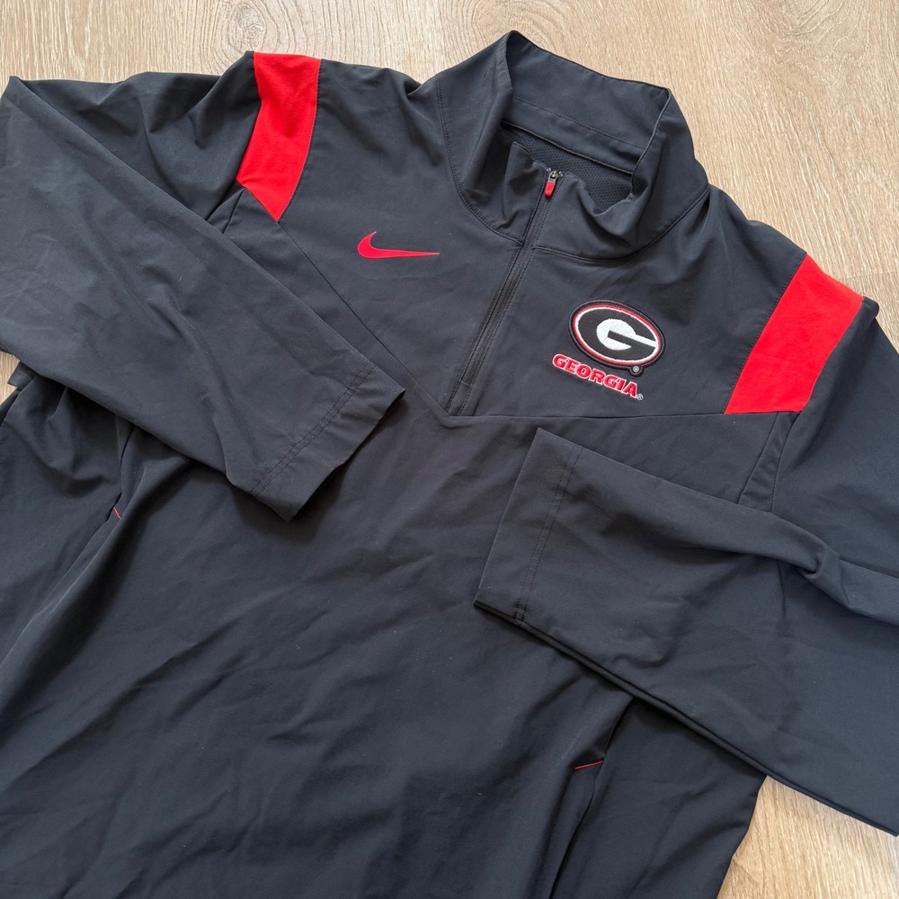 Nike Georgia Bulldogs On-Field 1/4 Zip Vented Pullover Men XL Black Red Athletic